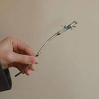 Шпилька срібляста для волосся з металу. Металева китайська паличка для волосся шпилька, фото 9