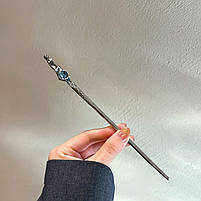 Палички металеві сірі для волосся. Шпилька паличка для волосся. Металева китайська шпилька з камінчиком, фото 9