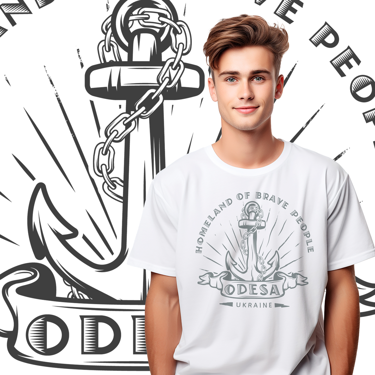 Футболка чоловіча Stedman з принтом HOMELAND  XS біла, фото 1