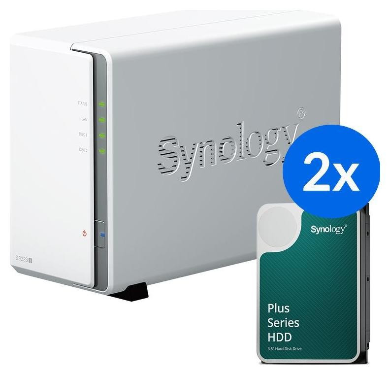 NAS сервер (файловий сервер) Synology DS223J+2x HAT3310-8T (2x 8TB) , Гарантія