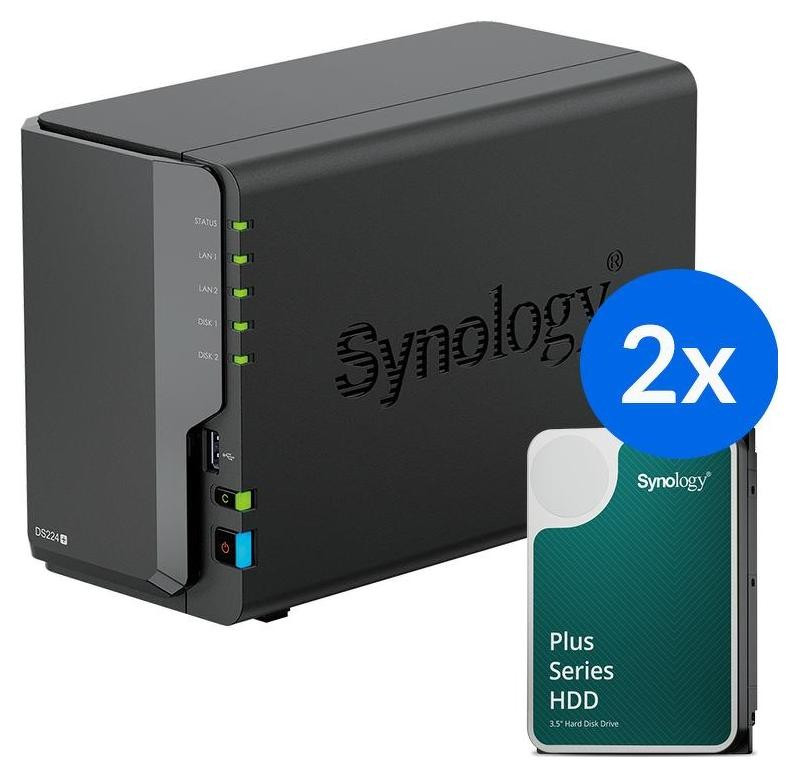 NAS сервер (файловий сервер) Synology DS224+2x HAT3300-4T (2x 4TB) , Гарантія