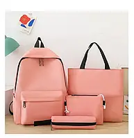 Рюкзак підлітковий набір 4в1 тканина оксфорд рожевий (5-0281)