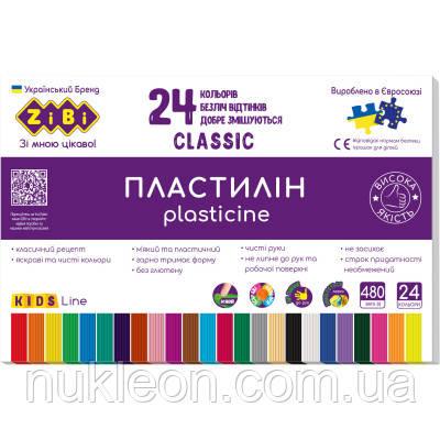 Популярний! Пластилін ZiBi Classic 24 кольори 480 г (ZB.6236) - Краща якість тільки на Nukleon.com.ua