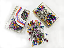Упаковка голок/шпильок портновських з кольоровими кульками (В упаковці 100 шт.)