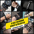 Браслет чоловічий з каменю тиргове око BLACK STYLE HEAD коричневий з черепом, фото 4