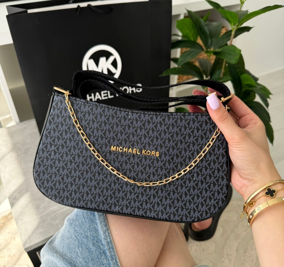 Сумка Michael Kors багет з цепочкою чорний