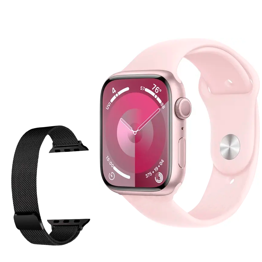 Смарт-годинник Smart Watch Series 9 Amoled 41 мм Рожевий + металевий ремінець