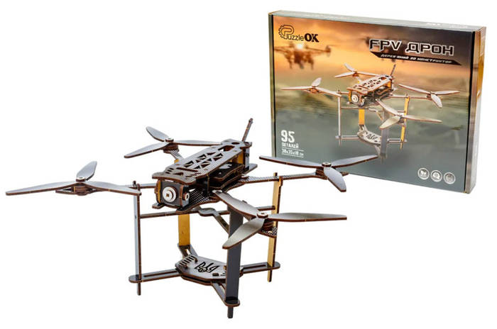 Деревянный 3D конструктор FPV "Дрон" Puz-00923 PuzzleOk (ID#2310991022 ...