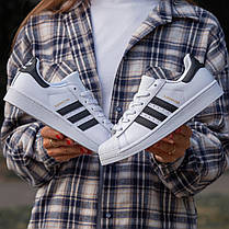Кросівки Adidas Superstar White Black / Адідас Суперстар Білі з Чорним, фото 3
