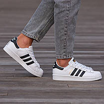 Кросівки Adidas Superstar White Black / Адідас Суперстар Білі з Чорним, фото 6