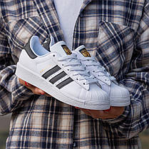Кросівки Adidas Superstar White Black / Адідас Суперстар Білі з Чорним, фото 4