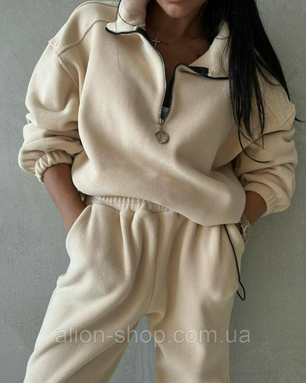 Жіночий теплий флісовий костюм норма та батал новинка 2024, фото 1