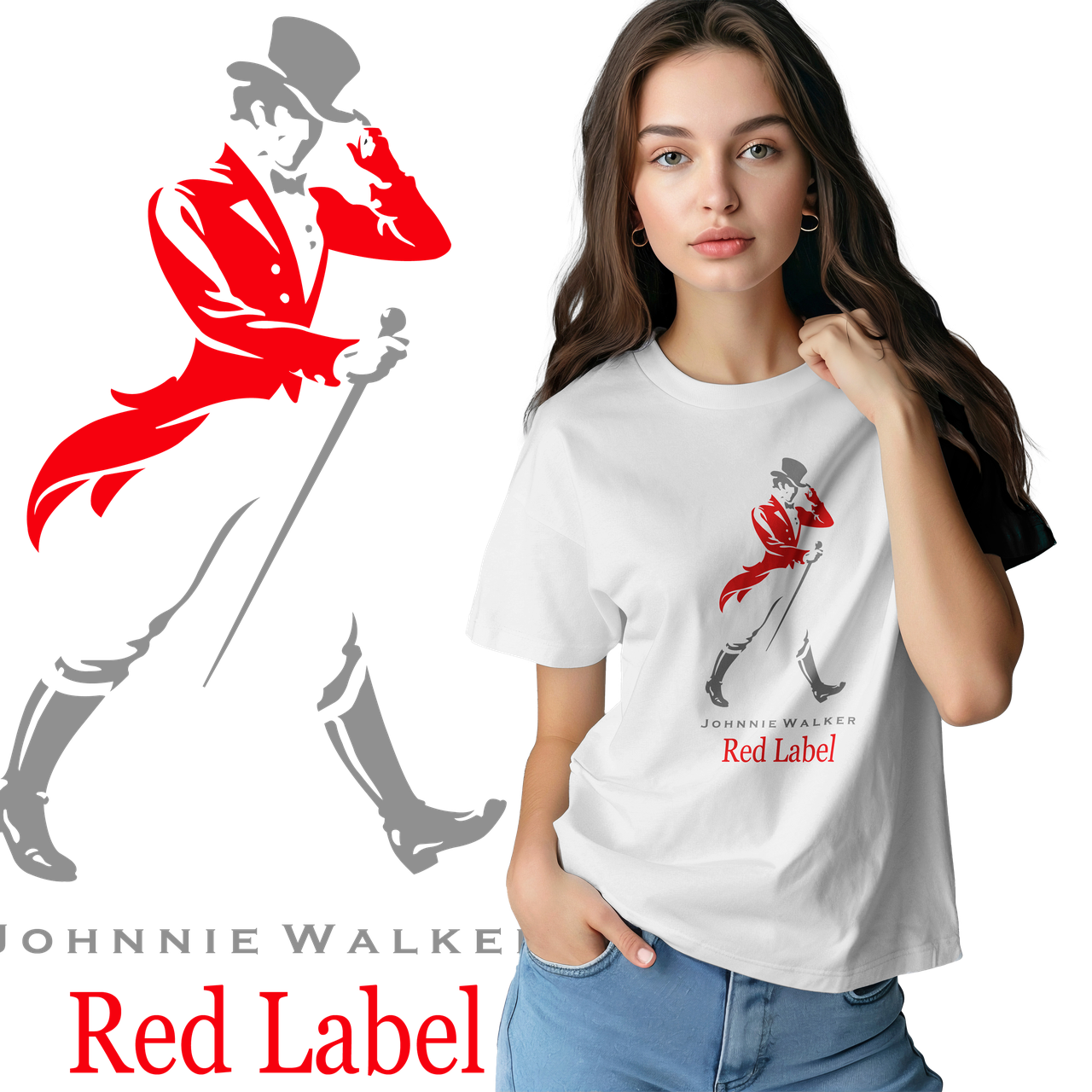 Футболка унісекс з принтом RED LABEL біла, фото 1