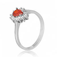 Срібна каблучка з червоними фіанітами, Розмір 15,5, Вага: 2.8 г