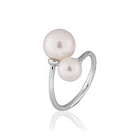 Срібна каблучка з перлами, Розмір 18,5, Вага: 3.8 г