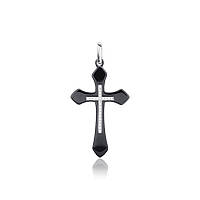 Срібний підвіс з фіанітами і чорною керамікою