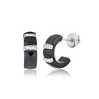 Срібні сережки з керамікою та білими фіанітами