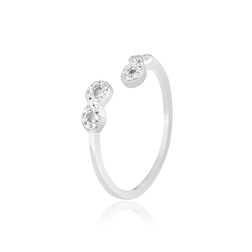 Срібна каблучка з фіанітами, Розмір 17,5, Вага: 1.2 г