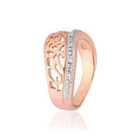 Срібна каблучка в позолоті з фіанітами, Розмір Без розміру, Вага: 3.6 г