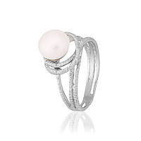 Срібна каблучка з перлами, Розмір 16,5, Вага: 2.7 г