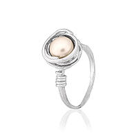 Срібна каблучка з перлами, Розмір 16,5, Вага: 3.3 г