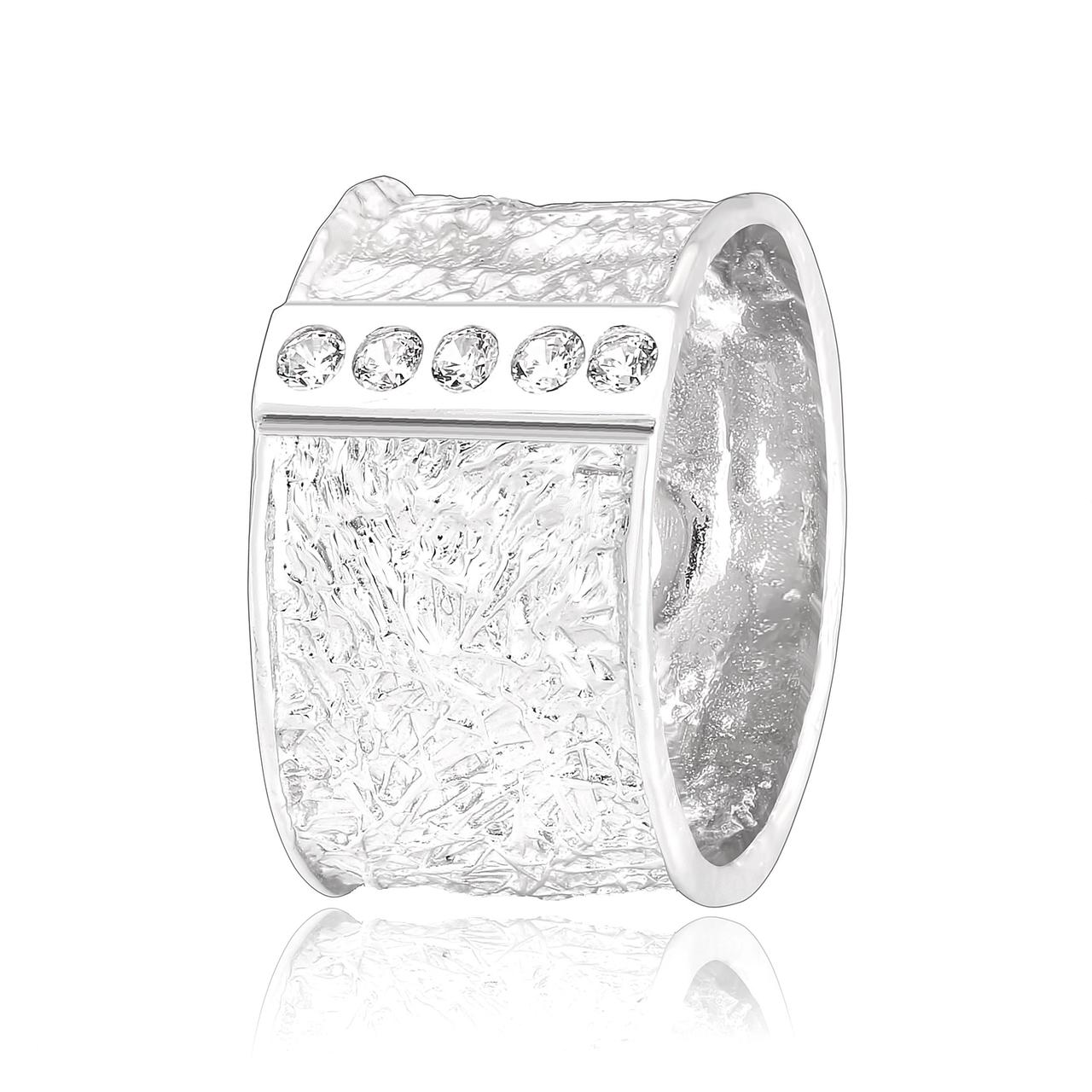 Срібна каблучка з фіанітами, Розмір 17,0, Вага: 7.7 г