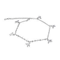 Срібний браслет на ногу "Метелики", Розмір 23 см x 5 см, Вага: 2.9 г