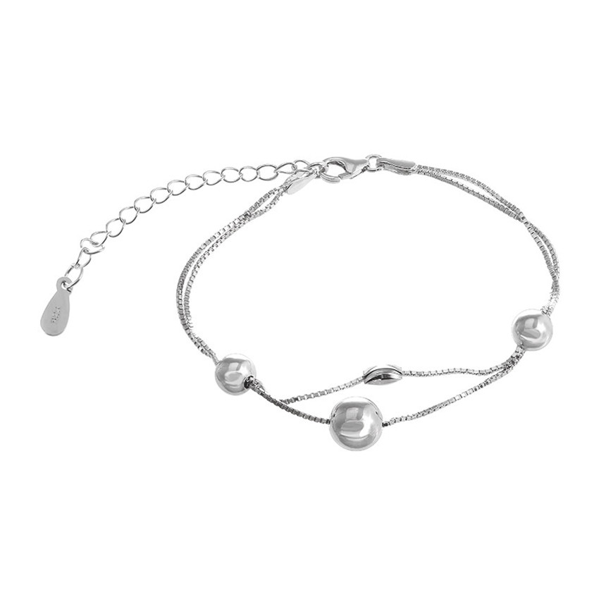 Срібний браслет з кулями, Розмір 16 см x 0,11 см, Вага: 3.3 г