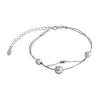 Срібний браслет з кулями, Розмір 16 см x 0,11 см, Вага: 3.3 г