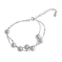 Браслет срібний із кулями без вставок, Розмір 16 см x 0,1 см, Вага: 5.3 г