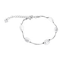 Срібний браслет з перлами, Розмір 16 см x 0,11 см, Вага: 3.9 г