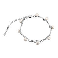 Срібний браслет з перлами, Розмір 16,5 см x 5 см, Вага: 8.5 г