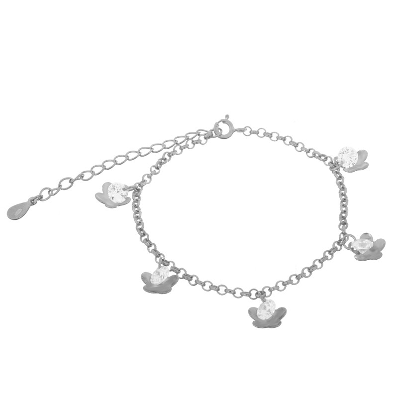 Срібний браслет з фіанітами, Розмір 15,5 см x 5 см, Вага: 3.8 г