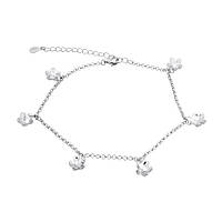 Срібний браслет на ногу з фіанітами "Квіти", Розмір 23 см x 5 см, Вага: 4.6 г