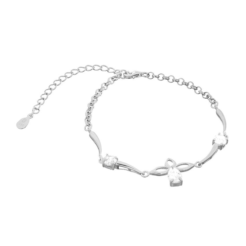 Срібний браслет з фіанітами, Розмір 16 см x 5 см, Вага: 4.5 г