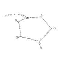 Срібний браслет на ногу з фіанітами "Ключ", якір+декор (Б2Ф/433А), Розмір 22,5 см x 5 см, Вага: 5.8 г