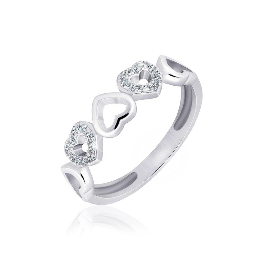 Срібна каблучка серця, Розмір 15,0, Вага: 1.9 г