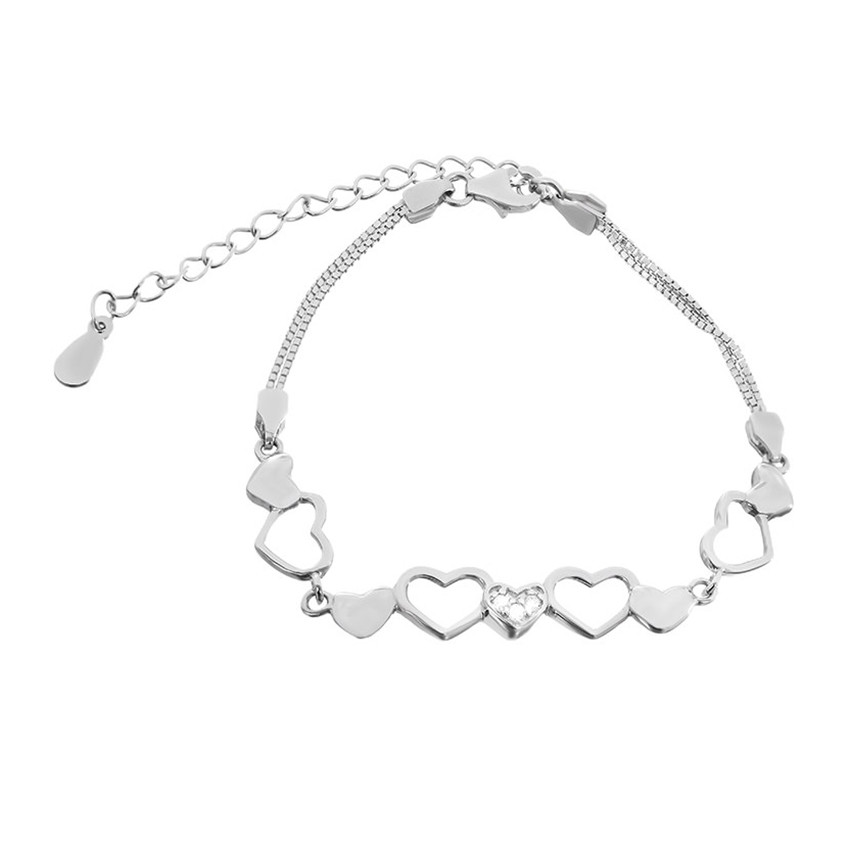 Срібний браслет з фіанітами, Розмір 16 см x 5 см, Вага: 3.4 г