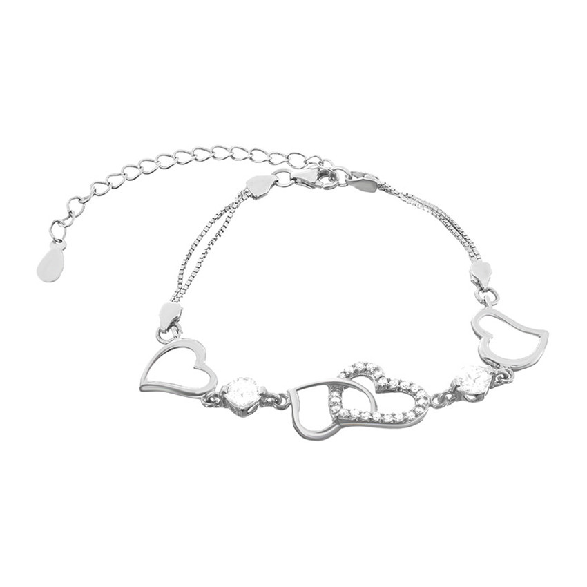 Срібний браслет з фіанітами, Розмір 16,5 см x 5 см, Вага: 4.5 г