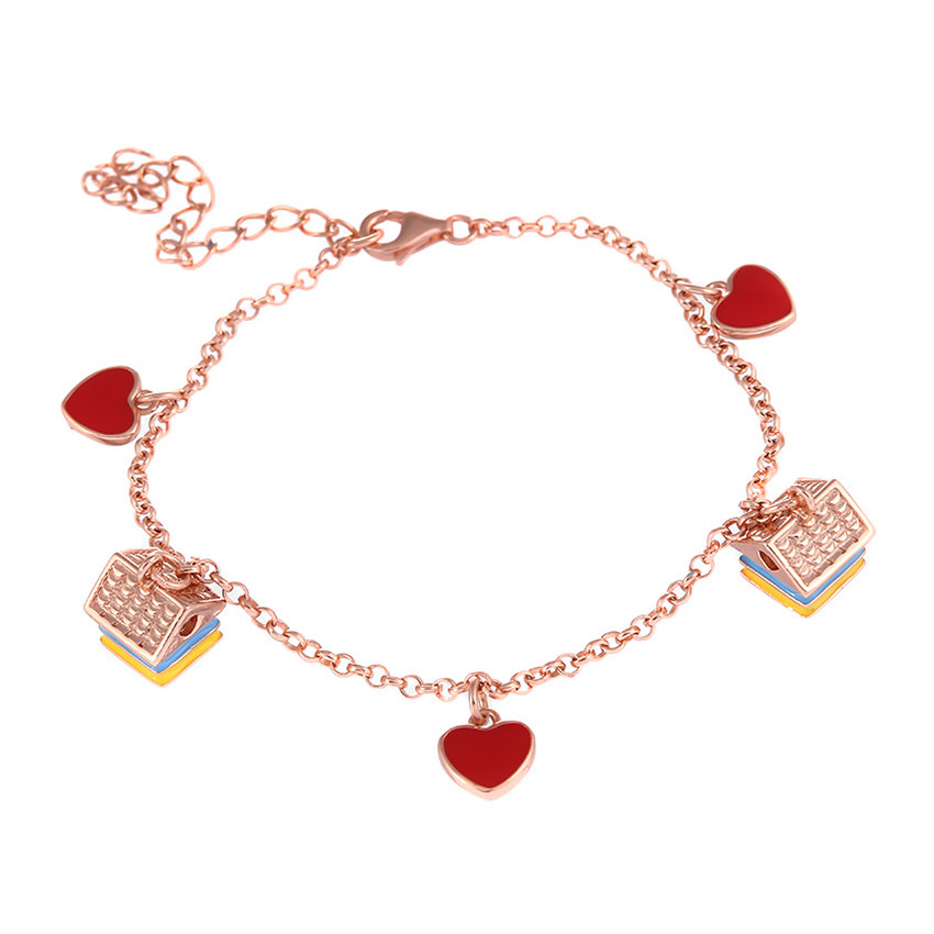 Патріотичний браслет у позолоті з серцями, Розмір 16,5 см x 0,1 см, Вага: 6.5 г