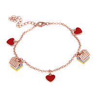 Патріотичний браслет у позолоті з серцями, Розмір 16,5 см x 0,1 см, Вага: 6.5 г