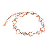 Срібний браслет в позолоті з фіанітами, Розмір 16,5 см x 5 см, Вага: 7.3 г