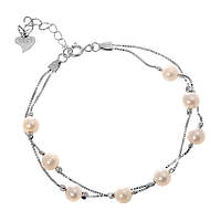 Срібний браслет з перлами, Розмір 17 см x 5 см, Вага: 5.4 г