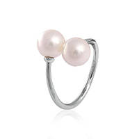 Срібна каблучка з перлами, Розмір 17,0, Вага: 3.4 г