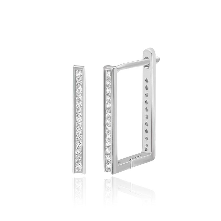 Срібні сережки з англійською застібкою доріжки з фіанітами