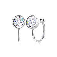 Срібні сережки кафи з білими фіанітами