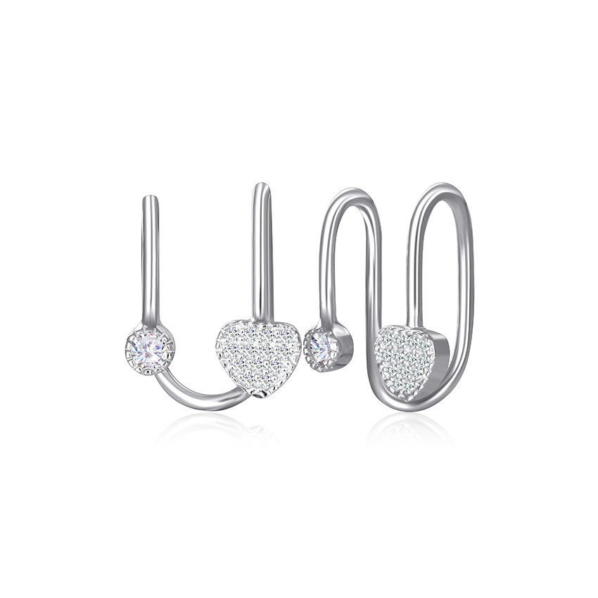 Срібні сережки кафи з фіанітами Love