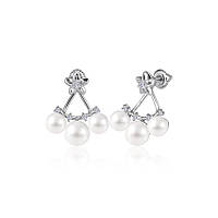 Срібні сережки з фіанітами і перлами