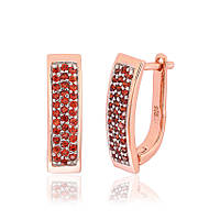 Срібні сережки в позолоті з червоними фіанітами