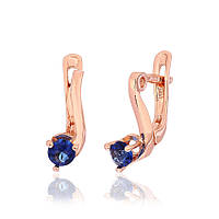 Срібні сережки в позолоті з синіми фіанітами